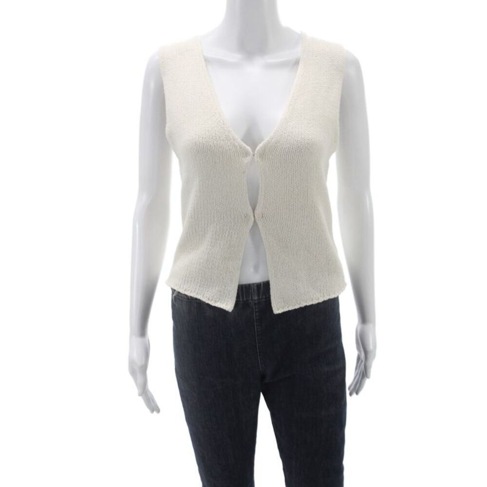 Rumored Women Ivory V-Neck Sweater Vest Sleeveless Size S